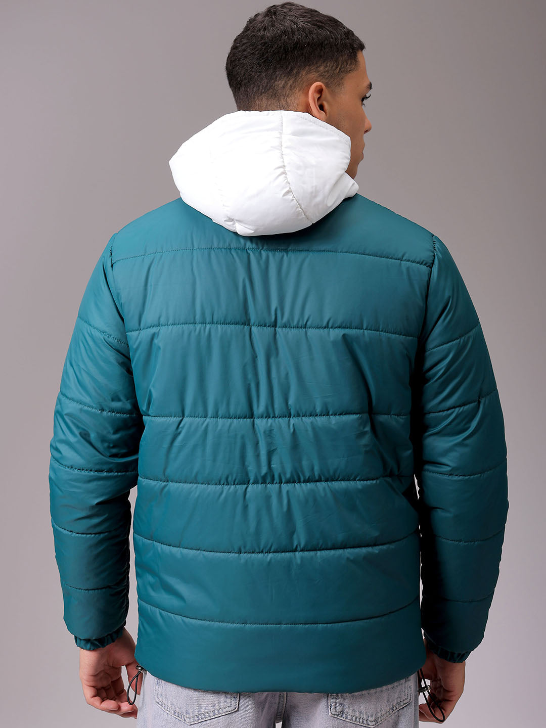 Men's Green Slim Fit Graphic Jacket