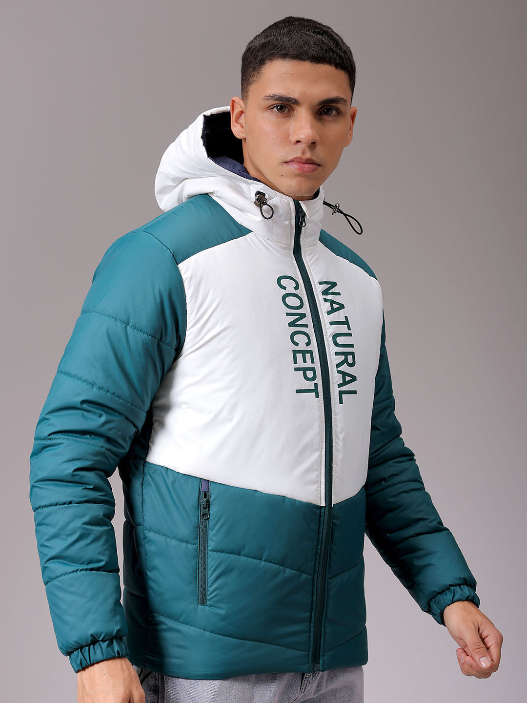 Men's Green Slim Fit Graphic Jacket