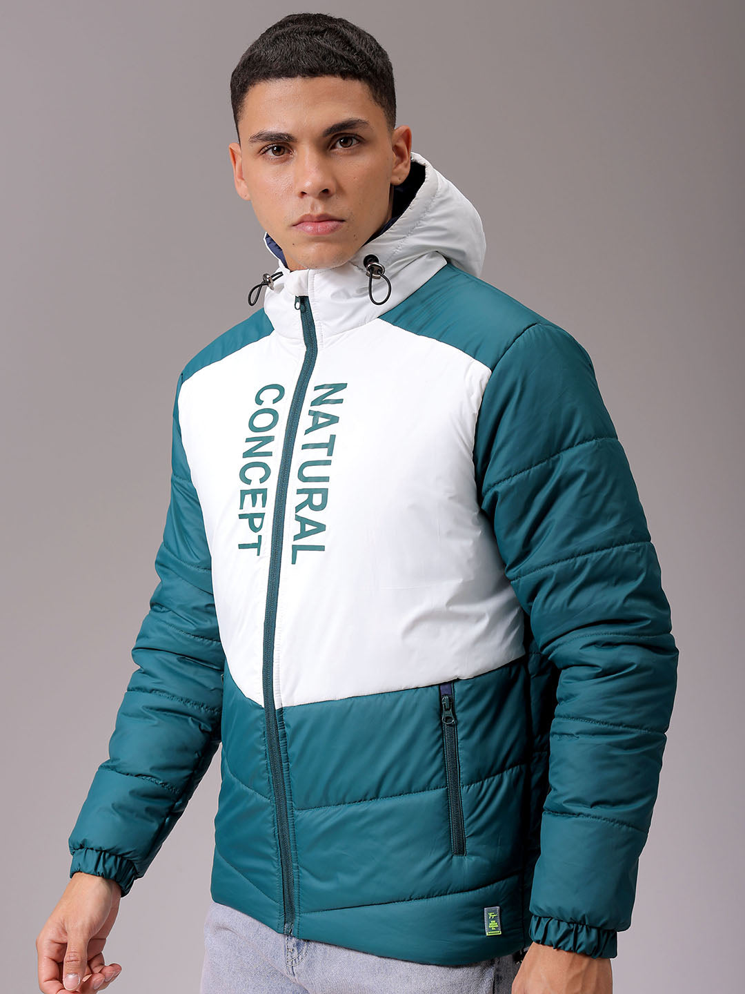 Men's Green Slim Fit Graphic Jacket