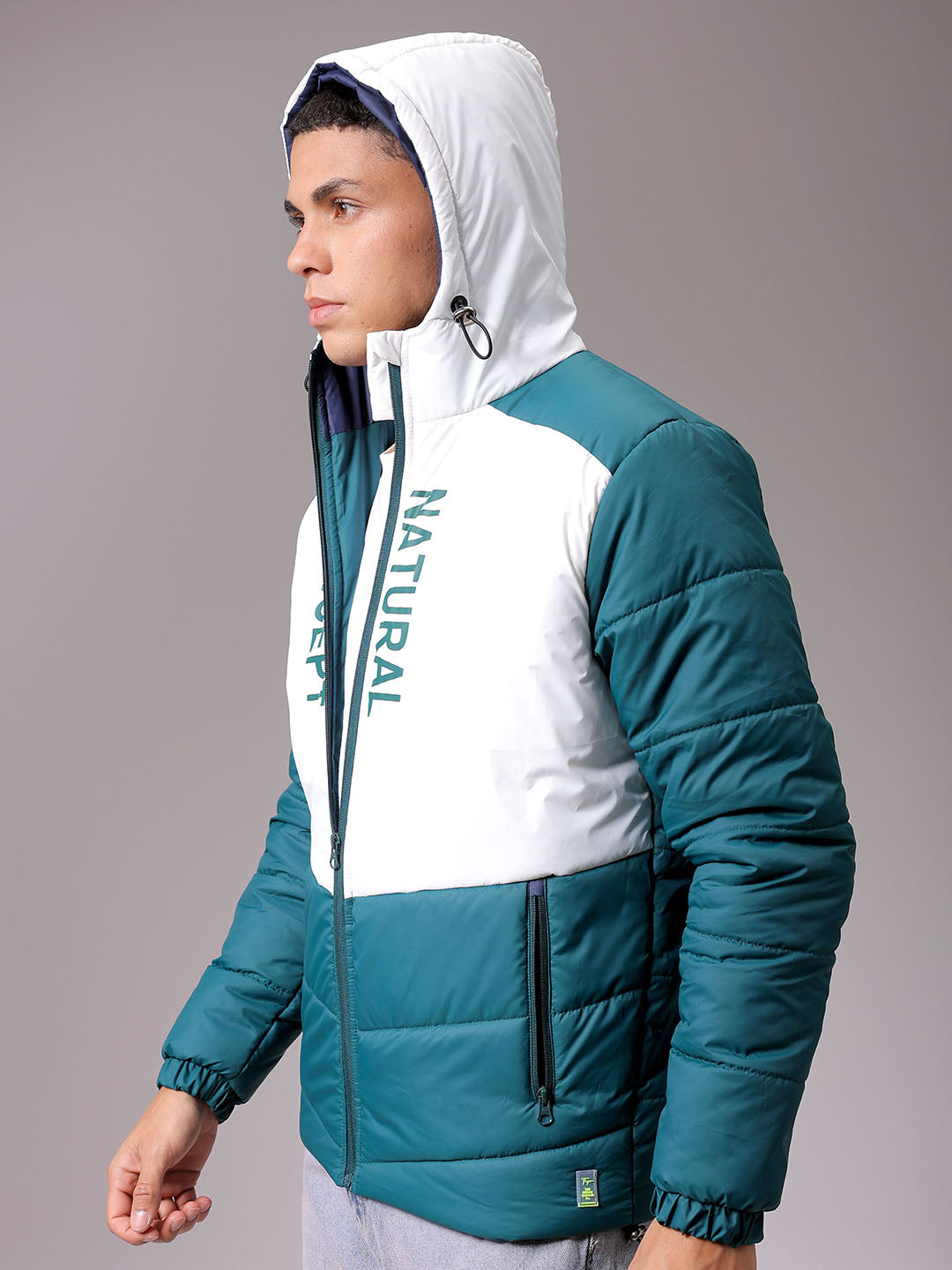 Men's Green Slim Fit Graphic Jacket