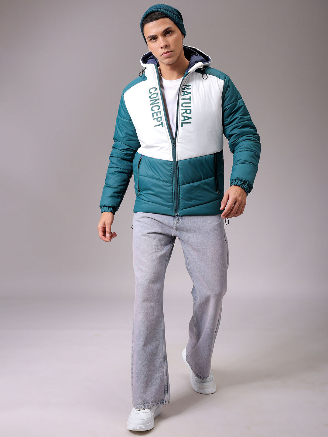 Men's Green Slim Fit Graphic Jacket