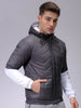 Men's Slim Fit Colourblocked Hooded Puffer Jacket