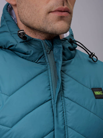 Men's Slim Fit Colourblocked Hooded Puffer Jacket