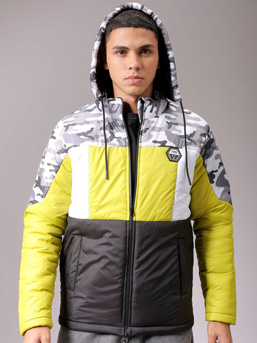 Men's Black Slim Fit Camouflage Jacket