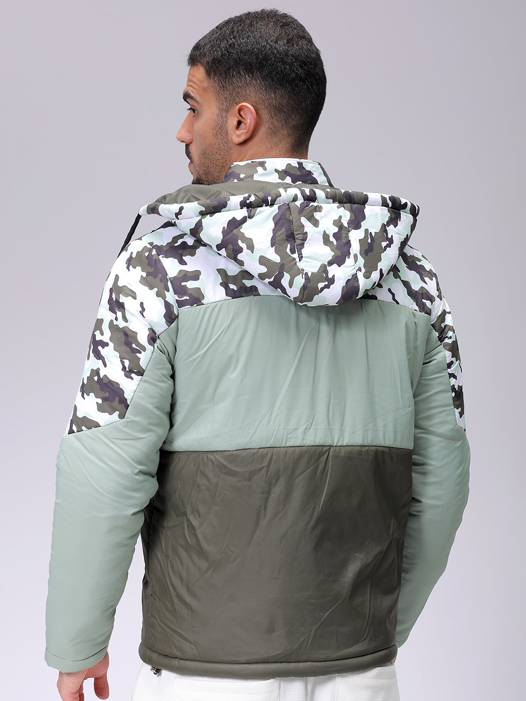 Men's Slim Fit Camouflage Hooded Puffer Jacket