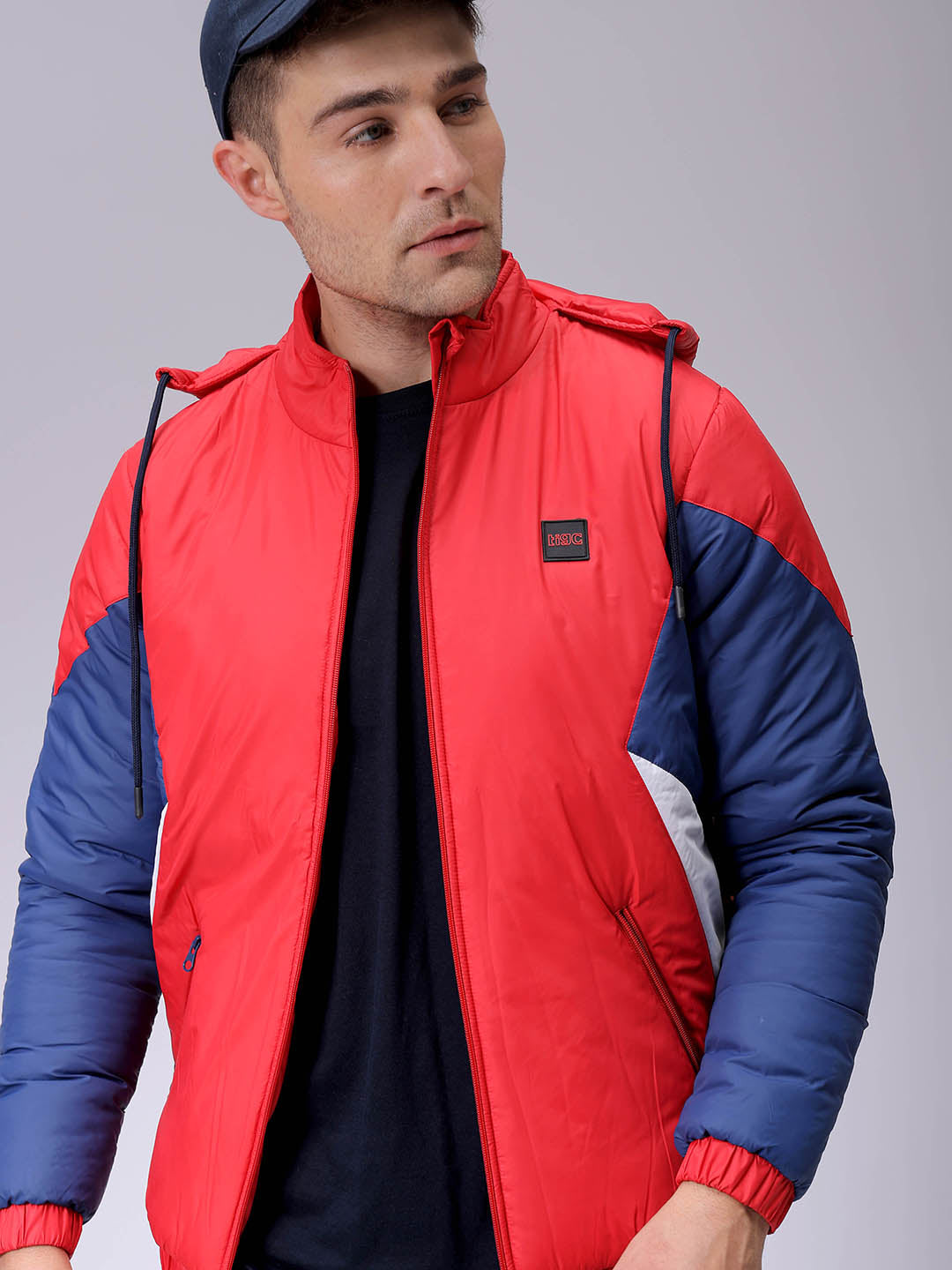 Men's Slim Fit Mix & Match Hooded Puffer Jacket
