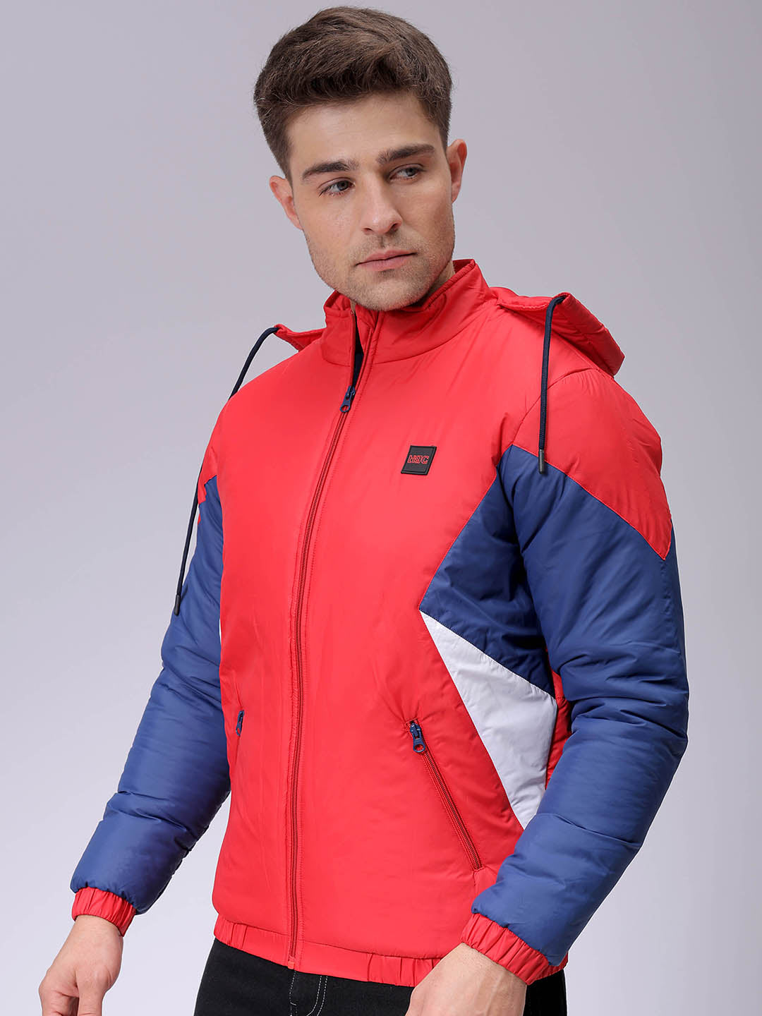 Men's Slim Fit Mix & Match Hooded Puffer Jacket