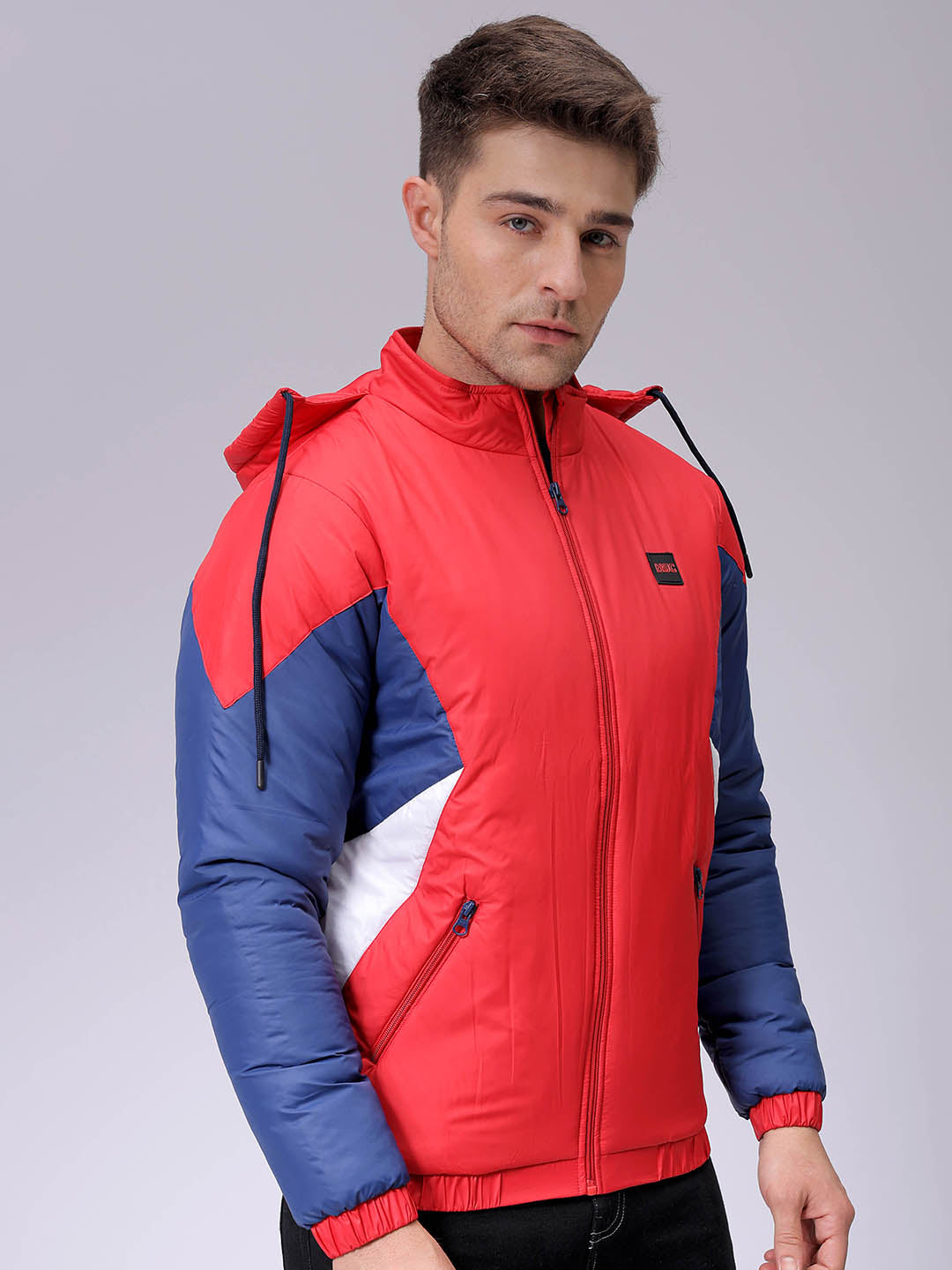 Men's Slim Fit Mix & Match Hooded Puffer Jacket