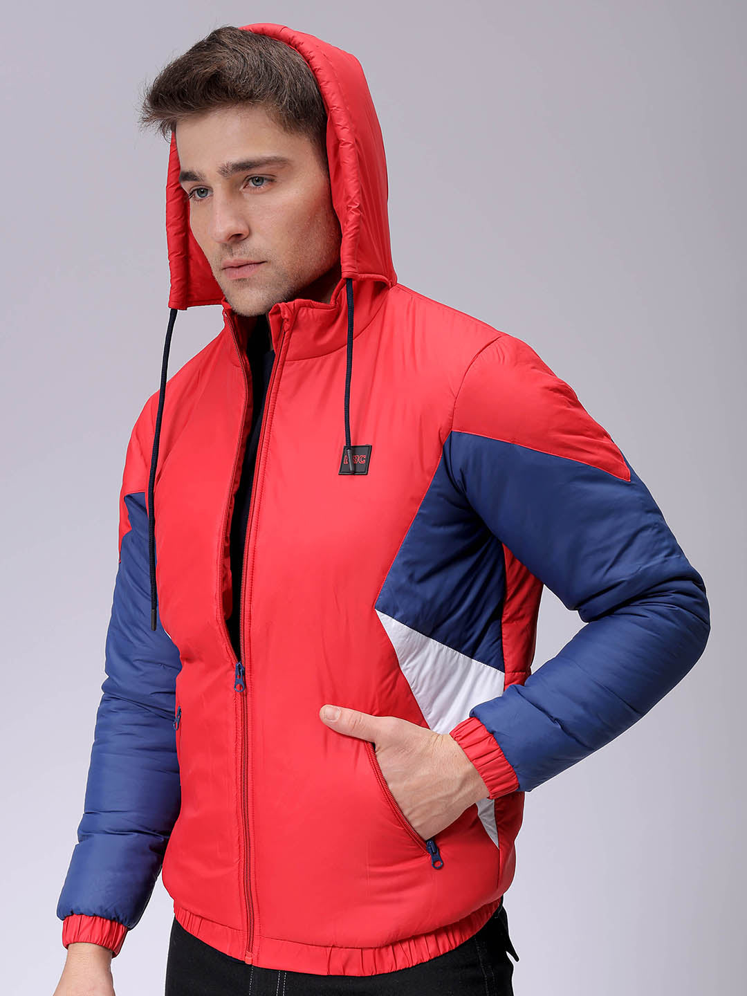 Men's Slim Fit Mix & Match Hooded Puffer Jacket