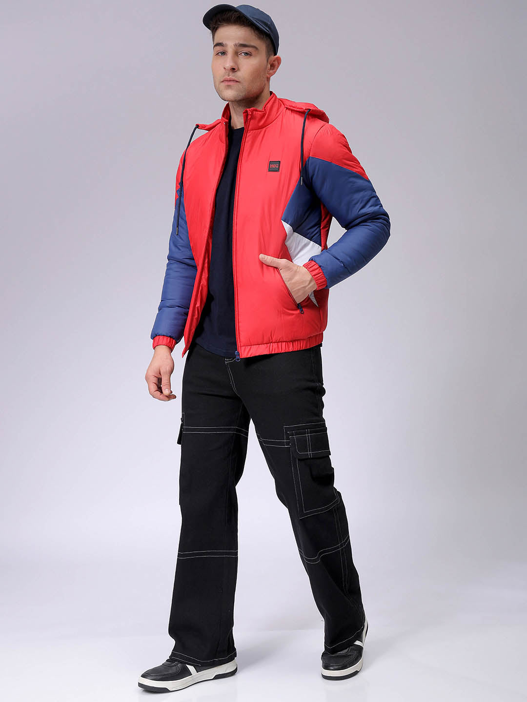 Men's Slim Fit Mix & Match Hooded Puffer Jacket