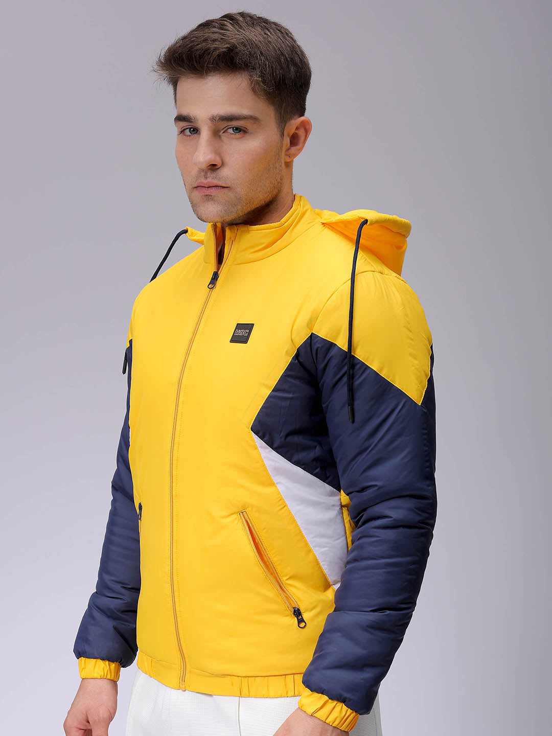 Men's Slim Fit Mix & Match Hooded Puffer Jacket