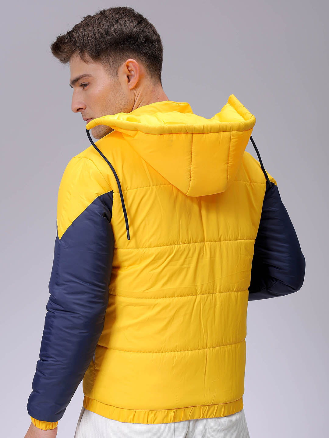 Men's Slim Fit Mix & Match Hooded Puffer Jacket