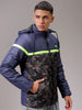 Men's Navy Blue Slim Fit Camouflage Jacket