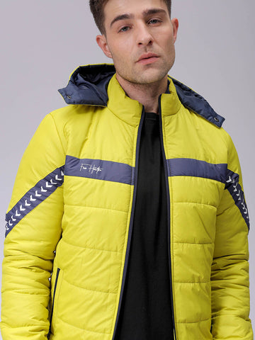Men's Slim Fit Mix & Match Hooded Puffer Jacket