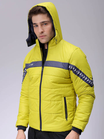 Men's Slim Fit Mix & Match Hooded Puffer Jacket
