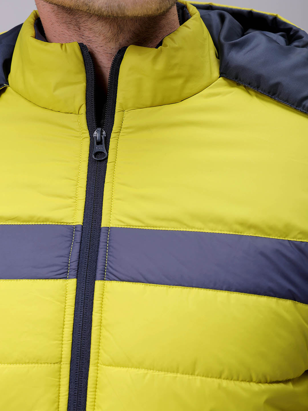 Men's Slim Fit Mix & Match Hooded Puffer Jacket