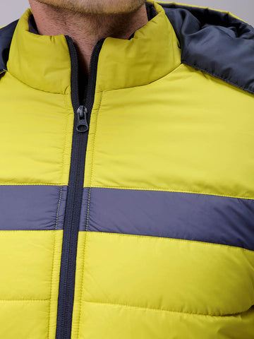 Men's Slim Fit Mix & Match Hooded Puffer Jacket