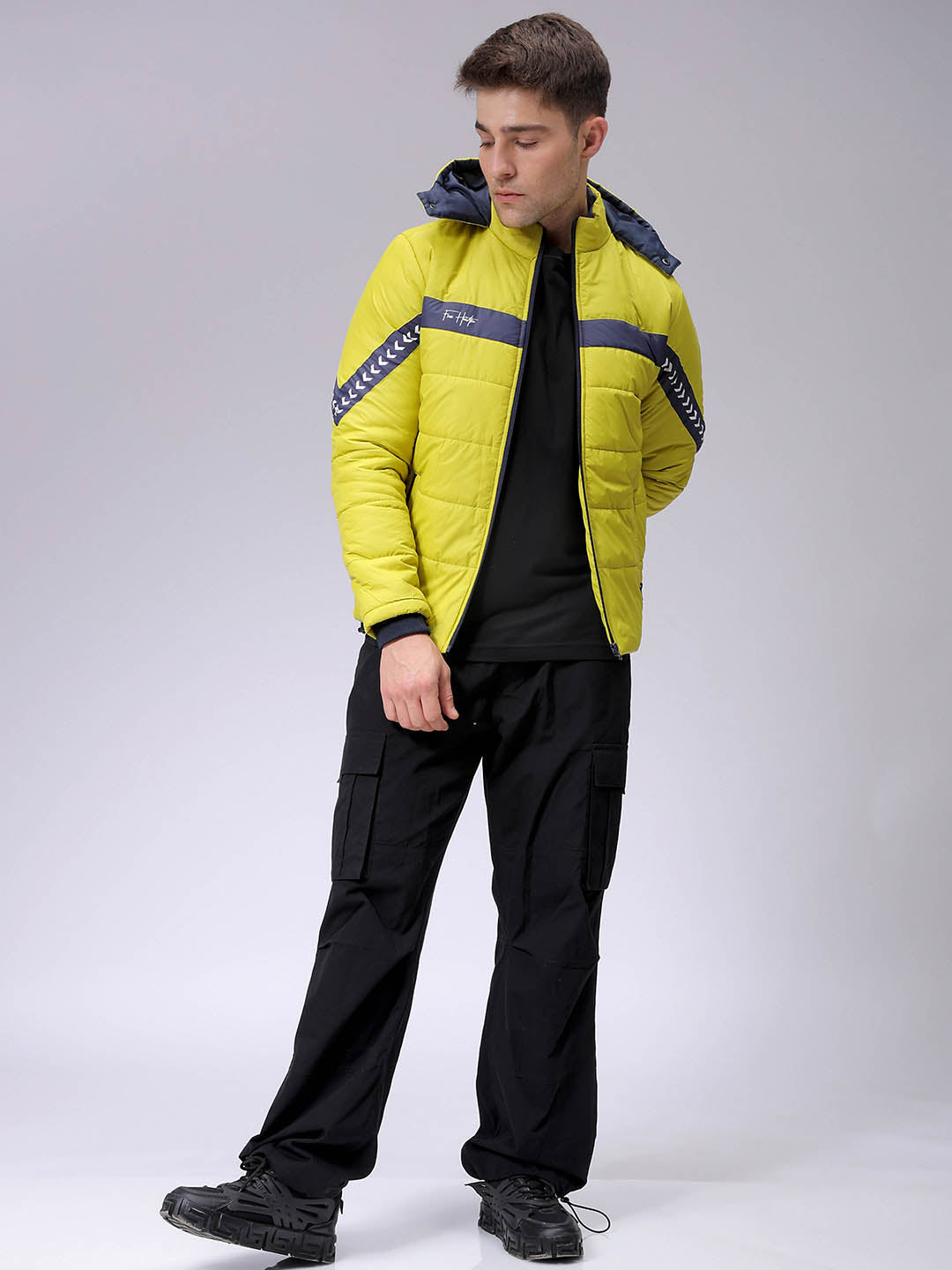Men's Slim Fit Mix & Match Hooded Puffer Jacket
