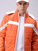 Men's Orange Slim Fit Colourblocked Hooded Jacket