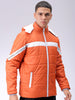 Men's Orange Slim Fit Colourblocked Hooded Jacket