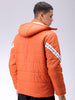 Men's Orange Slim Fit Colourblocked Hooded Jacket