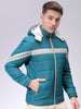 Men's Slim Fit Colourblocked Hooded Puffer Jacket