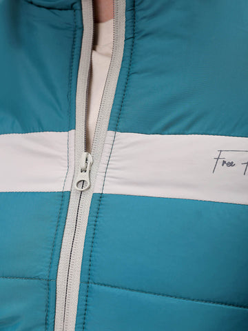Men's Slim Fit Colourblocked Hooded Puffer Jacket