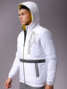 Men's White Slim Fit Printed Jacket