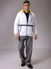 Men's White Slim Fit Printed Jacket