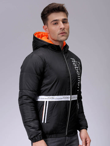 Men's Slim Fit Colourblocked Hooded Puffer Jacket