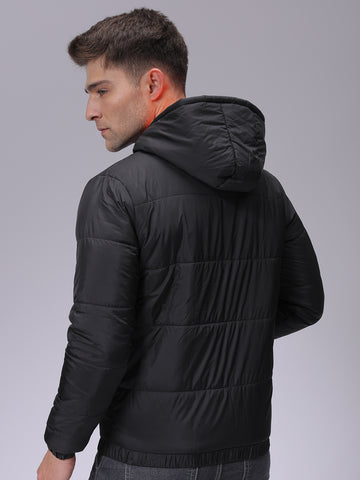 Men's Slim Fit Colourblocked Hooded Puffer Jacket