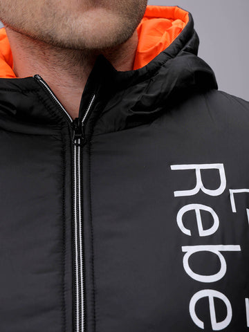 Men's Slim Fit Colourblocked Hooded Puffer Jacket
