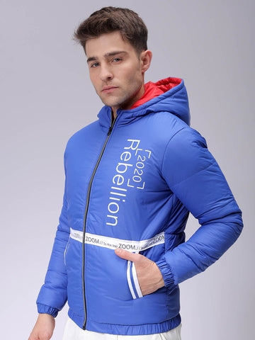 Men's Slim Fit Colourblocked Hooded Puffer Jacket