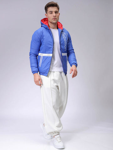 Men's Slim Fit Colourblocked Hooded Puffer Jacket