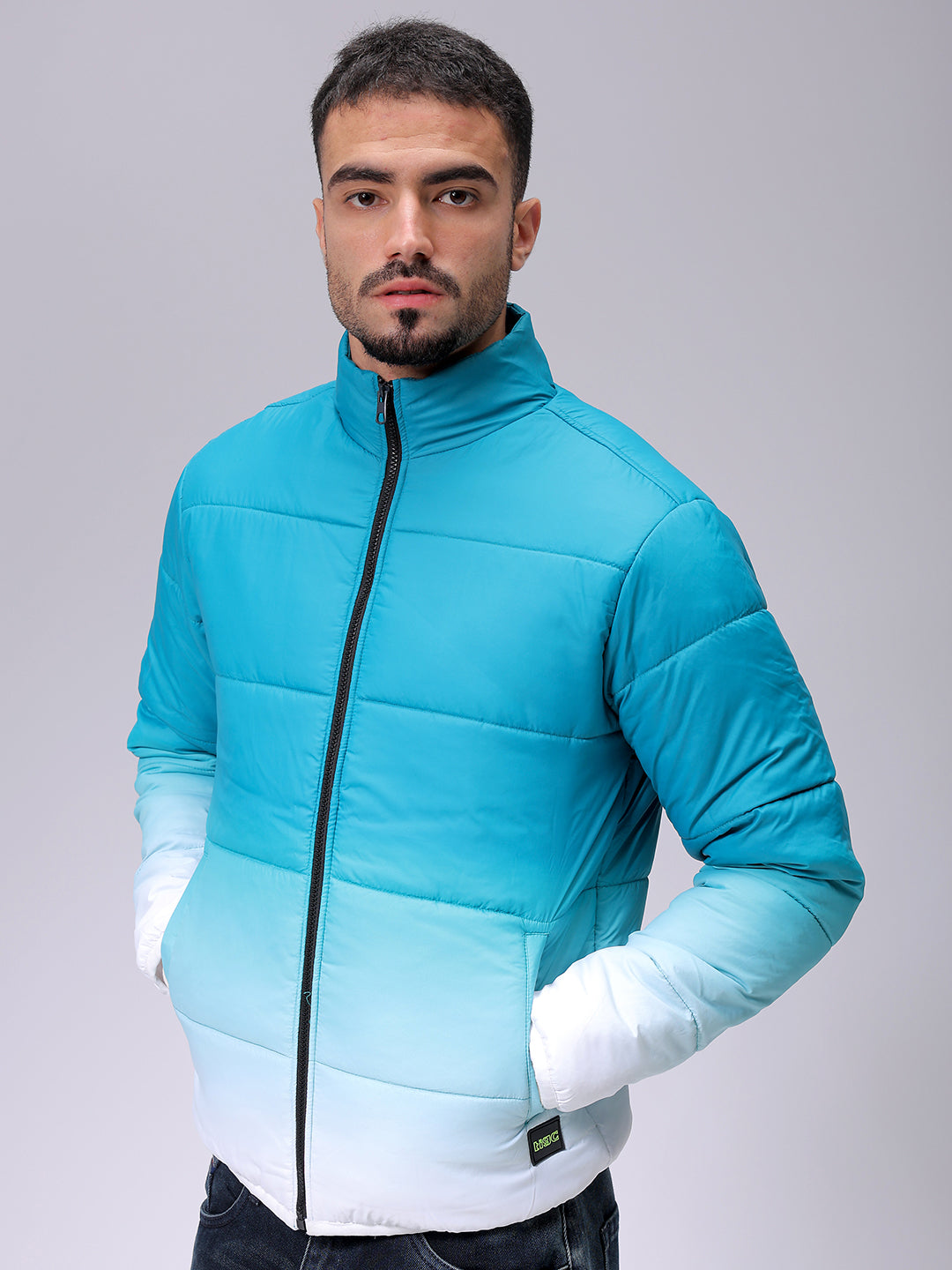 Men's Green Slim Fit Ombre Jacket