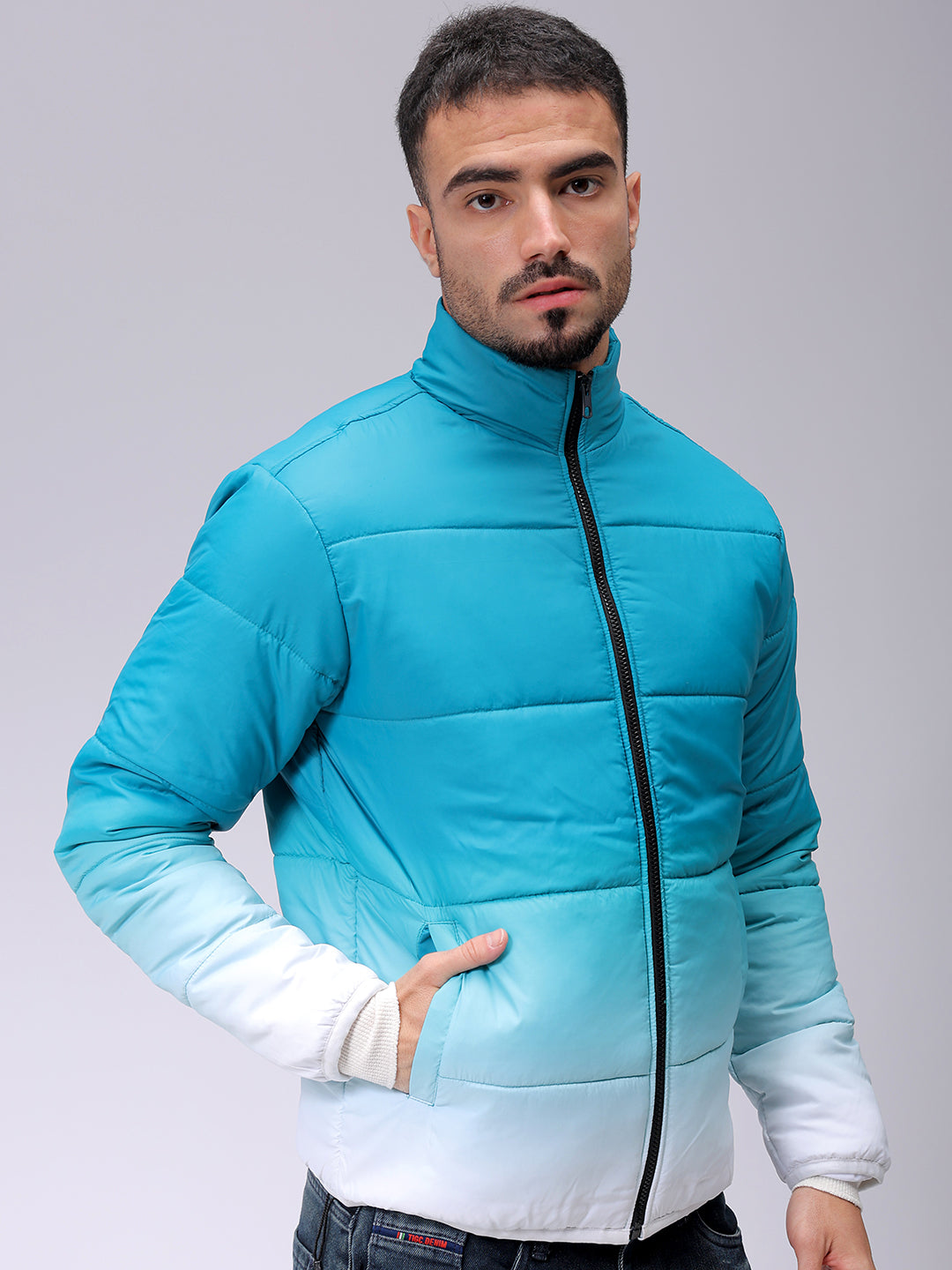 Men's Green Slim Fit Ombre Jacket