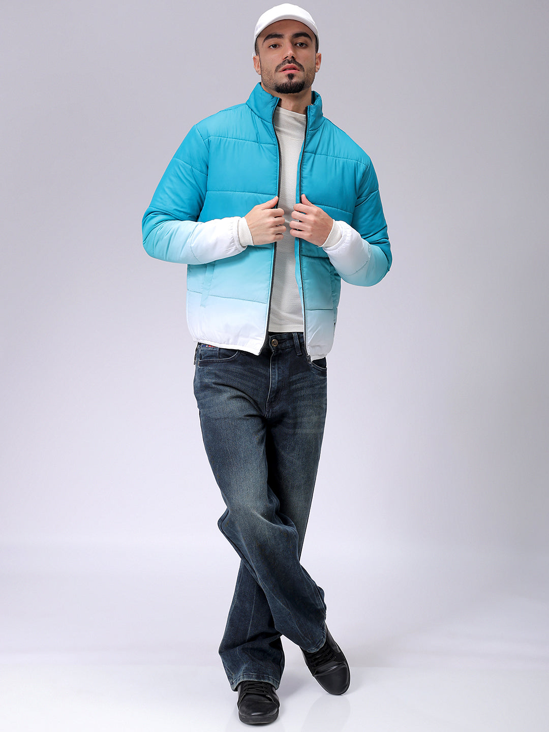 Men's Green Slim Fit Ombre Jacket