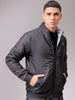 Men's Black Slim Fit Solid Reversible Jacket