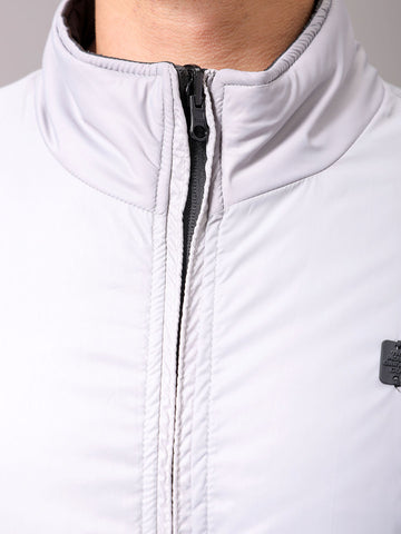 Men's Black Slim Fit Solid Reversible Jacket