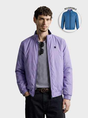 Men's Purple Slim Fit Solid Casual Jacket