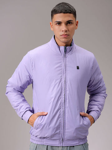 Men's Lavender Slim Fit Solid Jacket