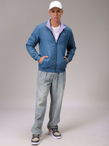 Men's Lavender Slim Fit Solid Jacket