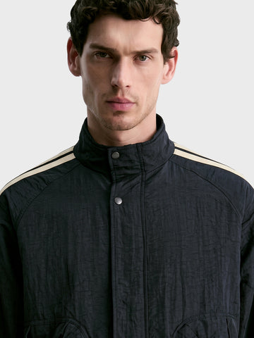 Men's Black Slim Fit Solid Casual Jacket
