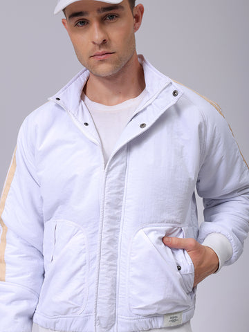 Men's Slim Fit Solid Zipperper Quilted Jacket