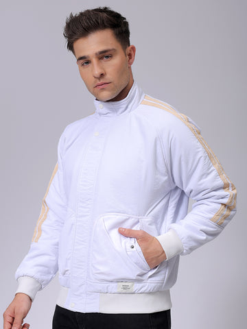 Men's Slim Fit Solid Zipperper Quilted Jacket