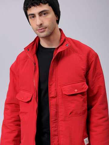 Men's Slim Fit Solid Zipperper Quilted Jacket