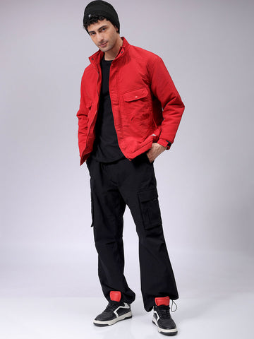 Men's Slim Fit Solid Zipperper Quilted Jacket