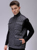 Men's Slim Fit Solid High Neck Puffer Jacket