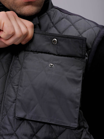 Men's Slim Fit Solid High Neck Puffer Jacket