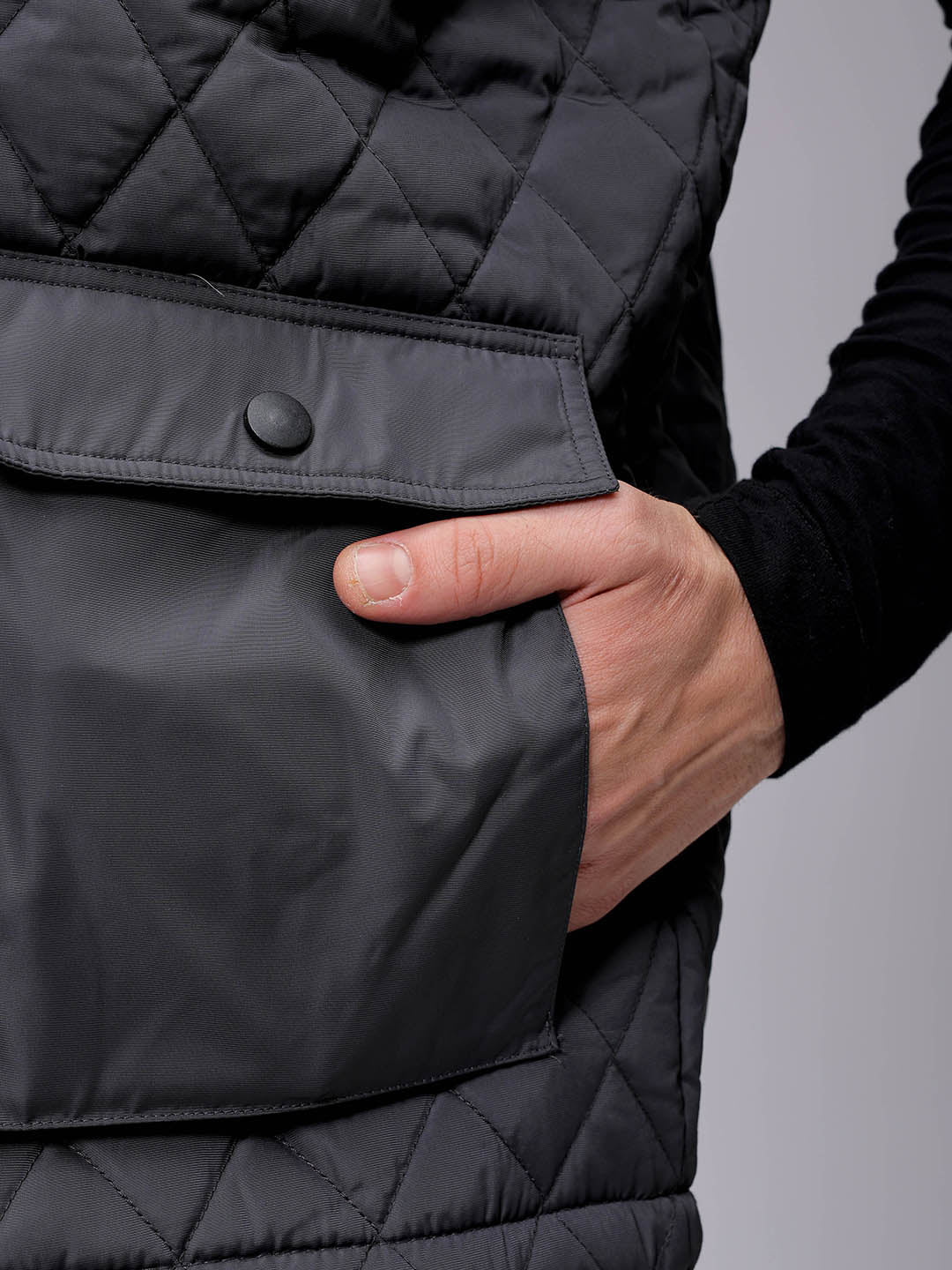 Men's Slim Fit Solid High Neck Puffer Jacket
